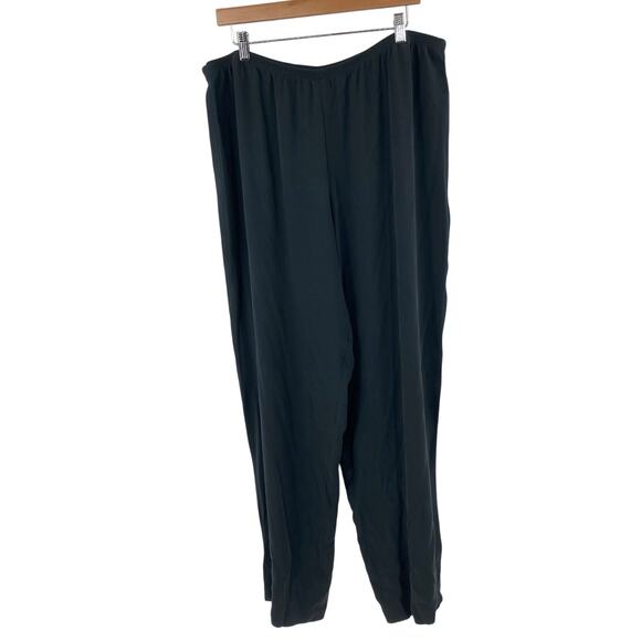 Eileen Fisher Silk Knit High Rise Pull On Elastic Band Pants Dark Gray Size XL - Picture 1 of 7